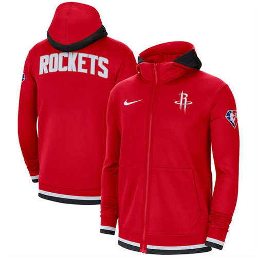 Houston Rockets Red 75th Anniversary Performance Showtime Full-Zip Hoodie Jacket